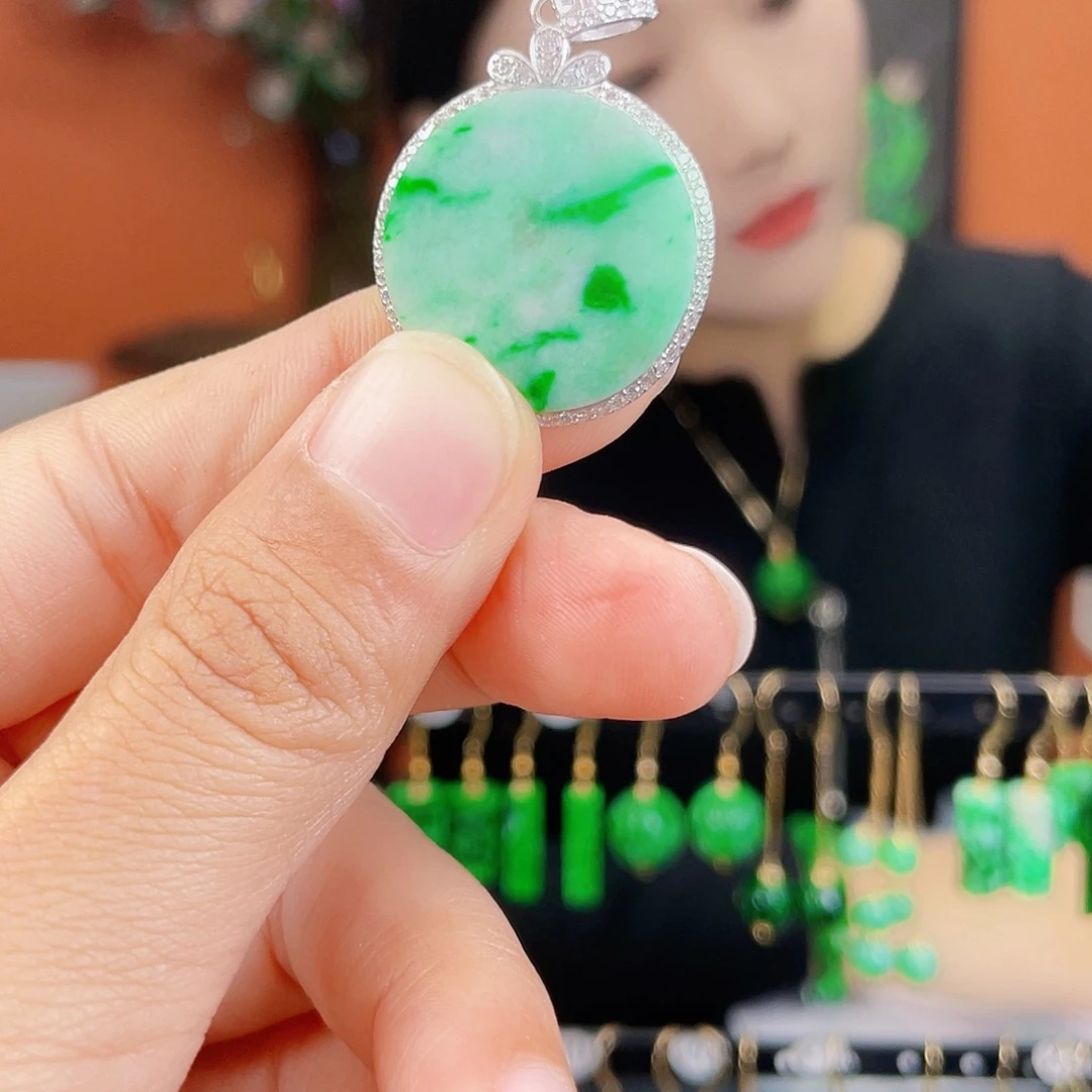 翡翠银S925镶嵌耳饰