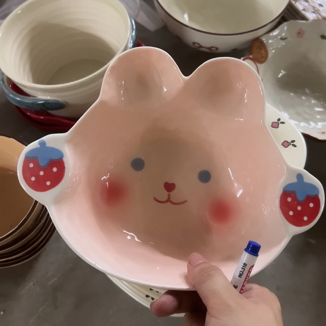 搪瓷正品草莓兔双耳