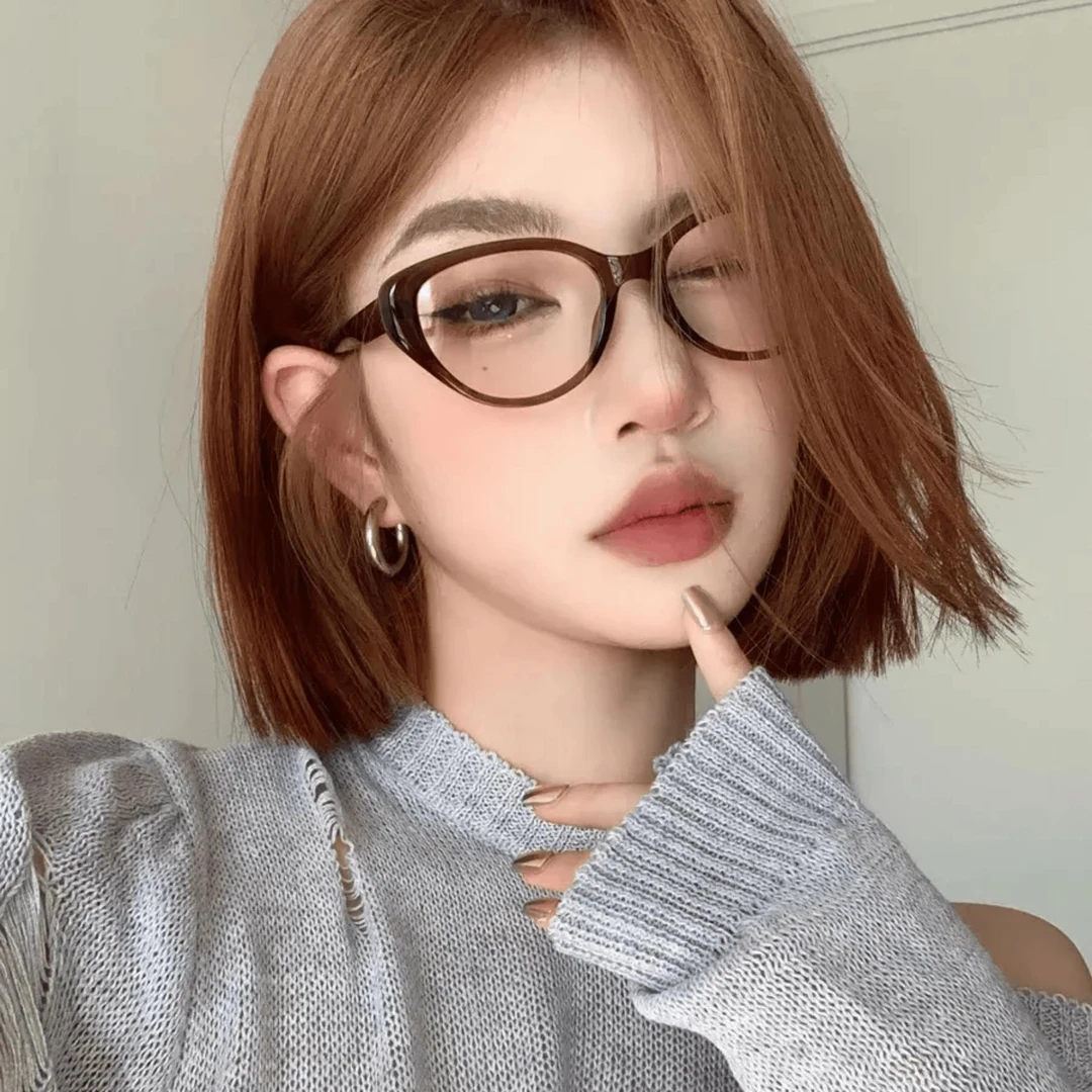 猫眼眼镜框女近视可配度数素颜显脸小覆古高级感防蓝光橘猫眼睛架