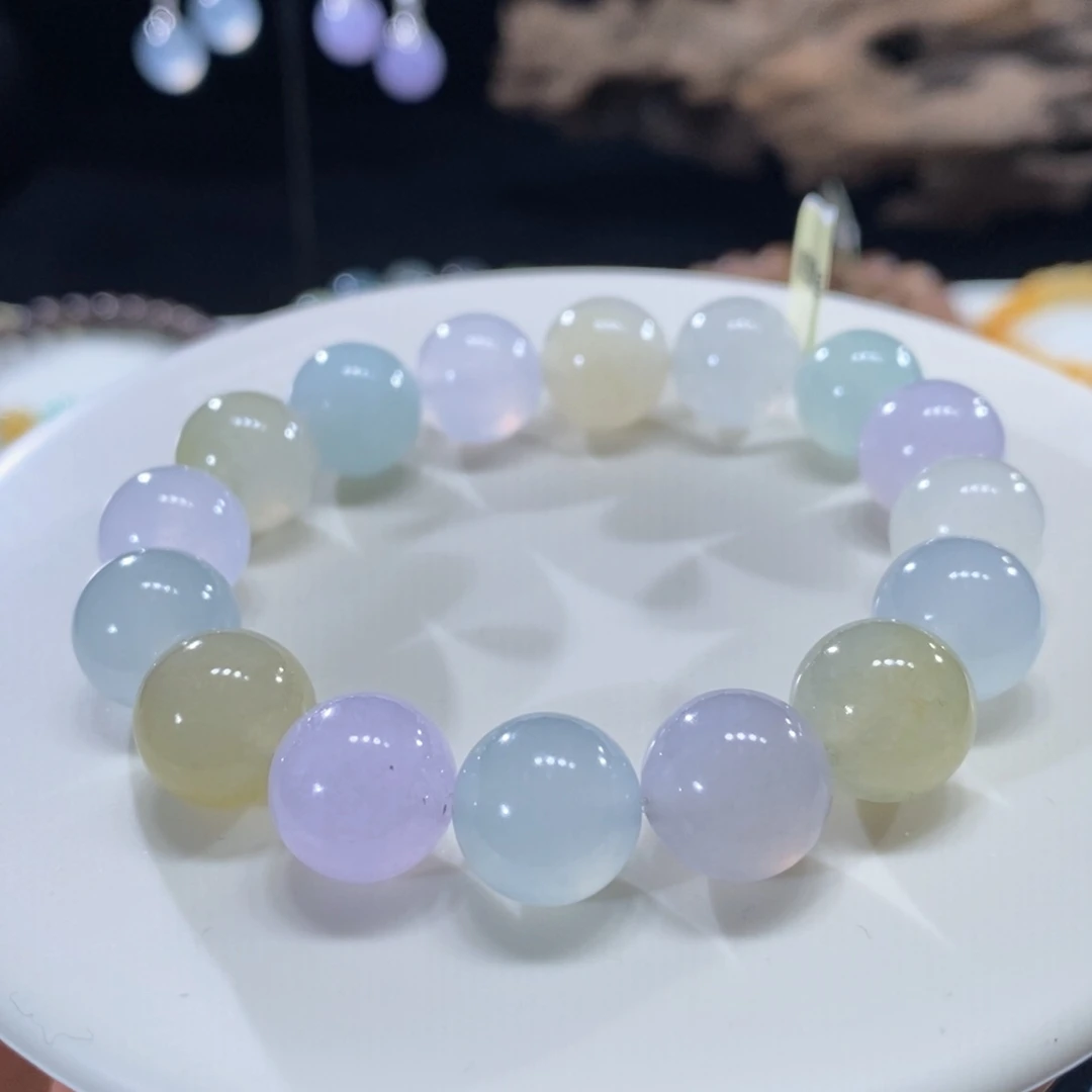 翡翠未镶嵌颈饰翡翠晴空翠影手串11+mm