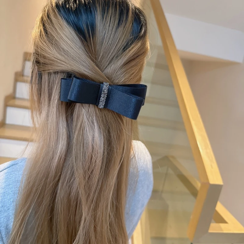 jioli/椒莉简约砂糖蝴蝶结黑色夹子弹簧夹女后脑勺半扎发气质顶夹