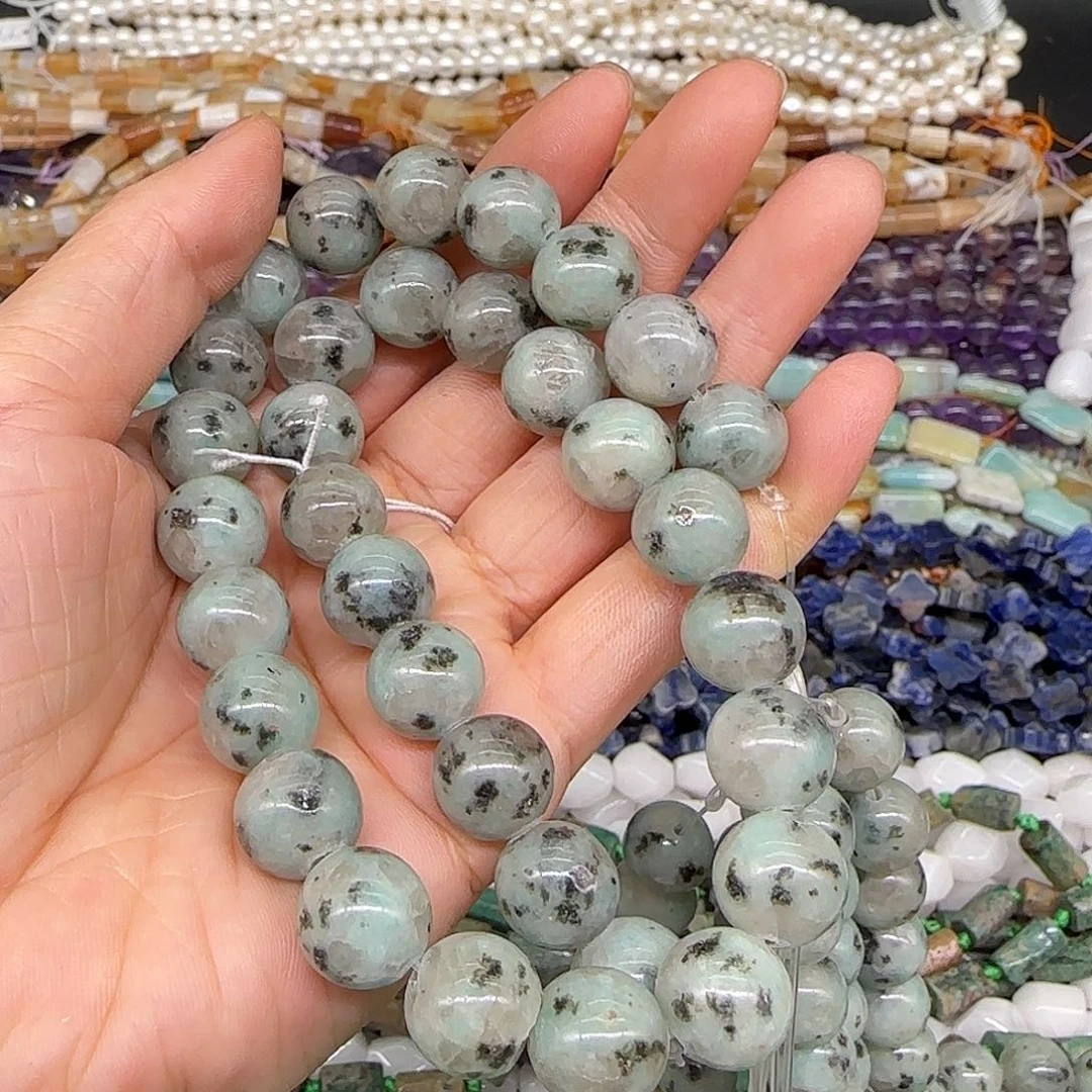 玛瑙/玉髓合金珠宝半成品天山蓝12mm一条