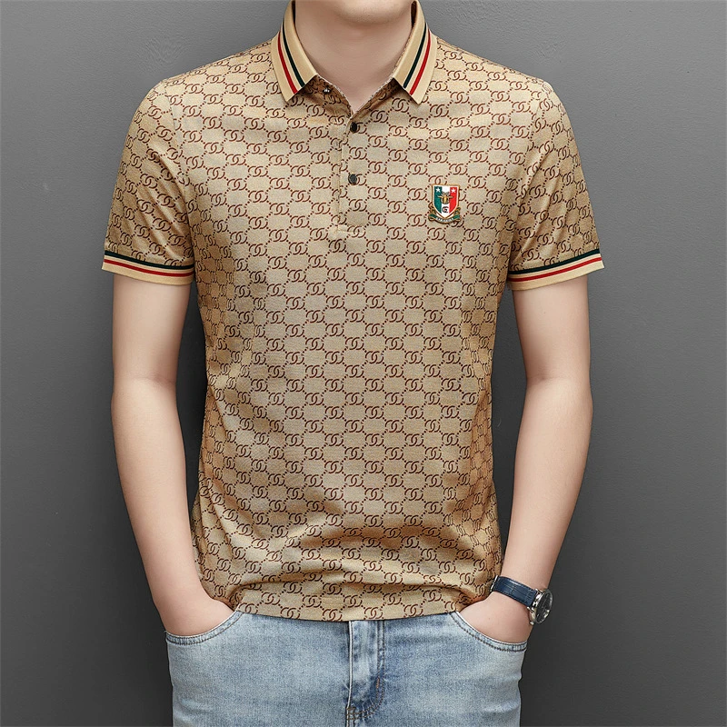 欧洲轻奢LUNBBLRRY夏季高档纯棉短袖t恤男士商务休闲半袖POLO衫潮