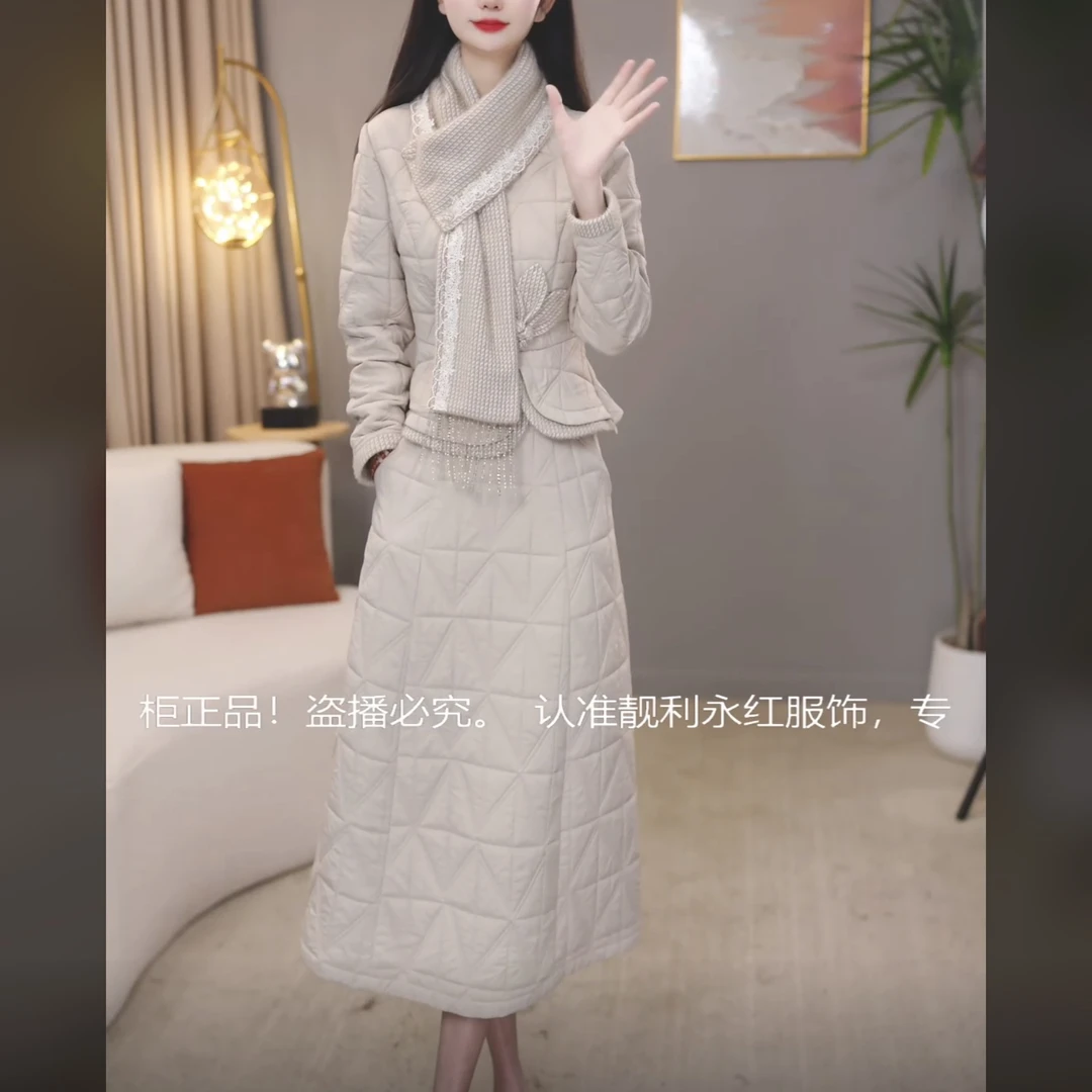 【棉服外套】C1180冬时尚高端中长款保暖棉服棉衣修身显瘦冬季潮流