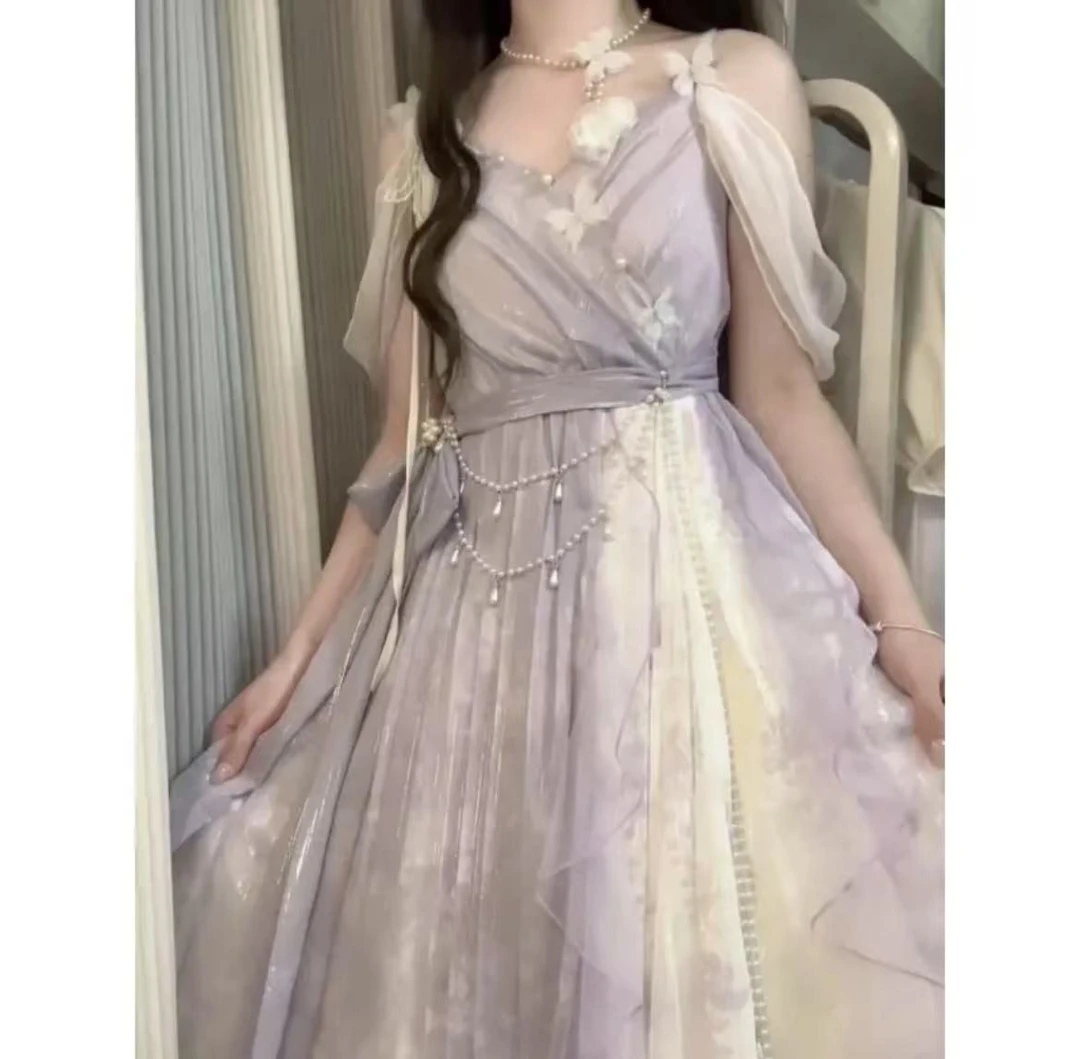 设计神女临世汉元素国风连衣裙仙气改良汉服