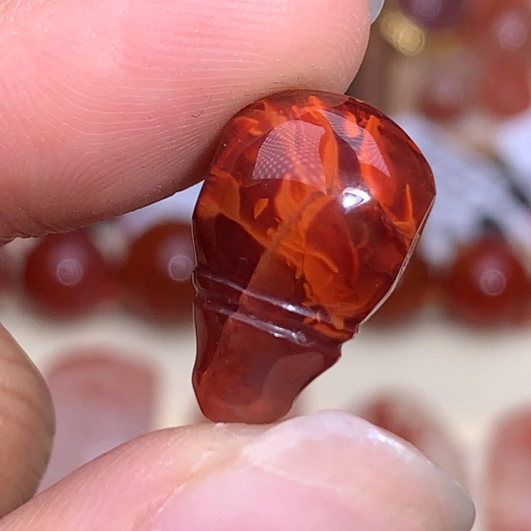 南红玛瑙未镶嵌珠宝半成品火焰三通