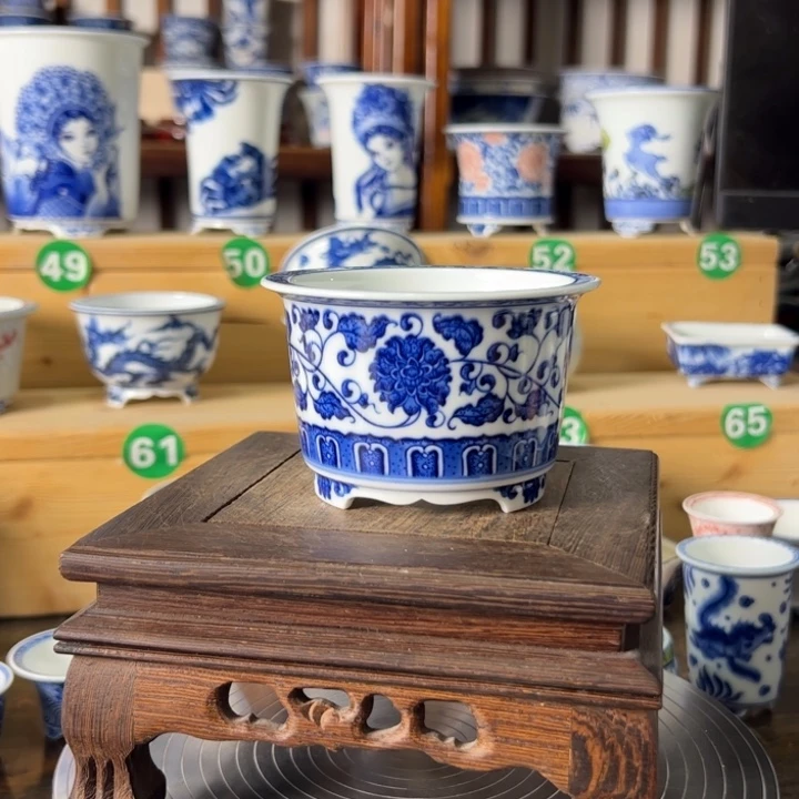 墨奈手绘陶瓷花盆