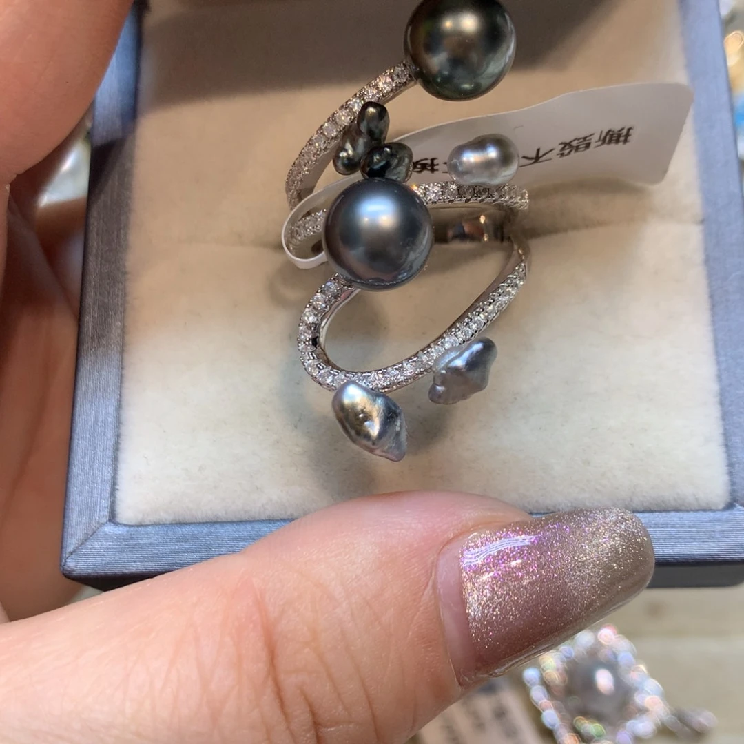 海水珍珠戒指银S925镶嵌