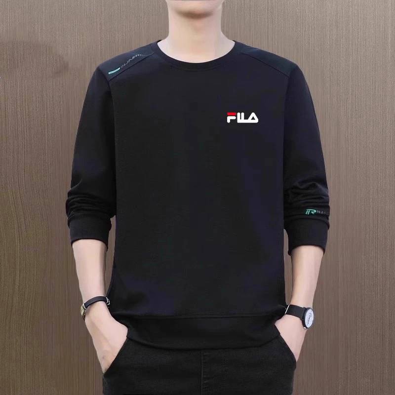 一折区I男式圆领长袖宽松秋季纯棉字母卫衣潮流休闲街头风流光风