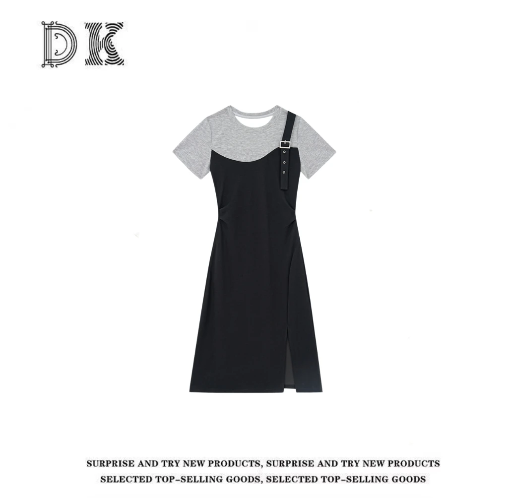 『幻想旅行』2025夏季新款假两件气质时尚休闲连衣裙【DK】