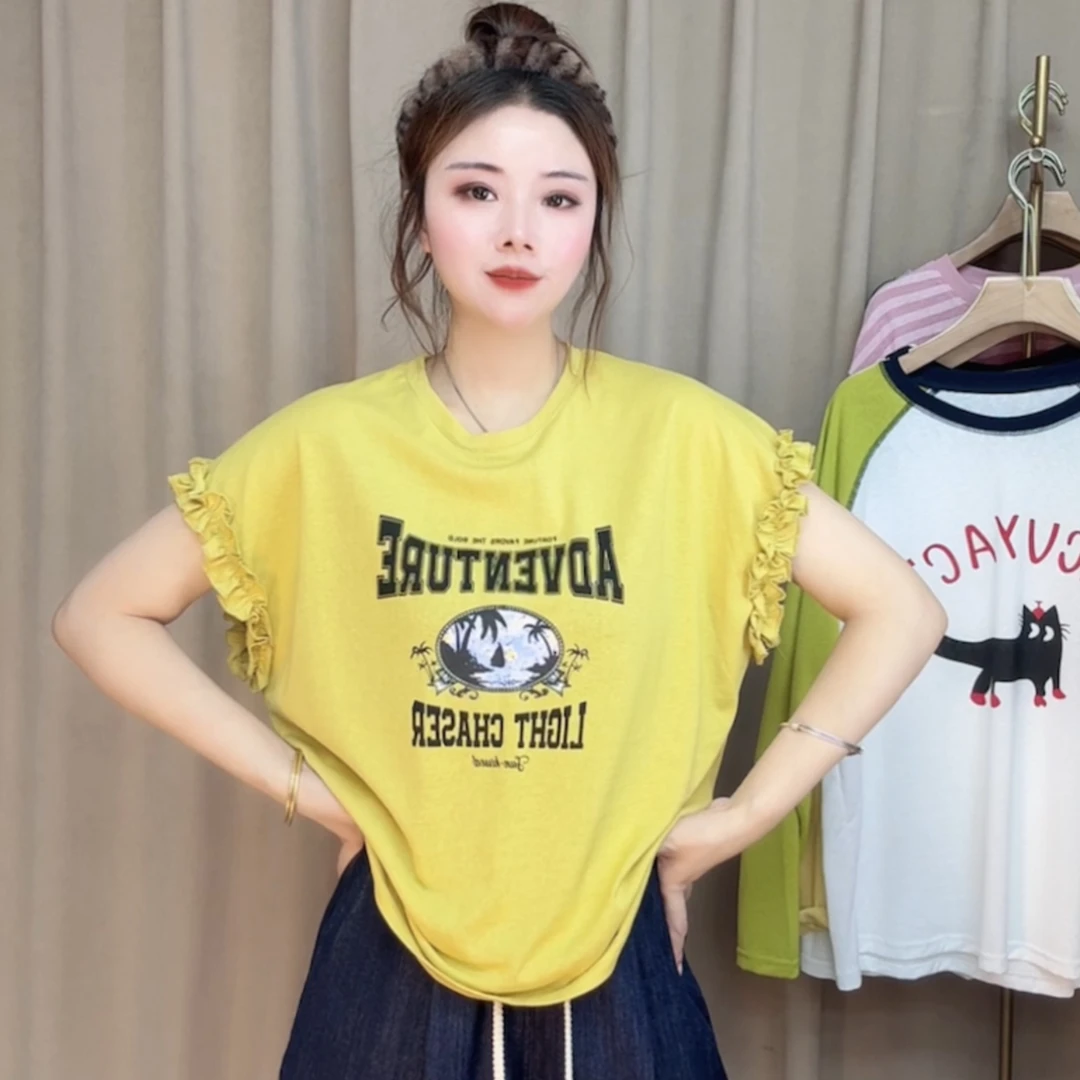 爆款流行高档短袖T恤女减龄百搭宽松夏季洋气显瘦正版圆领t大码