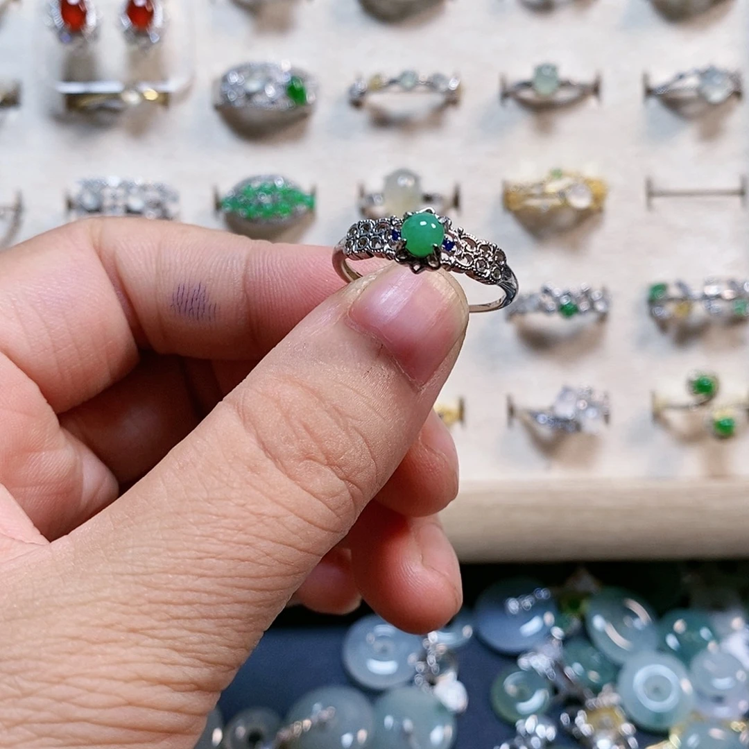 翡翠银S925镶嵌戒指