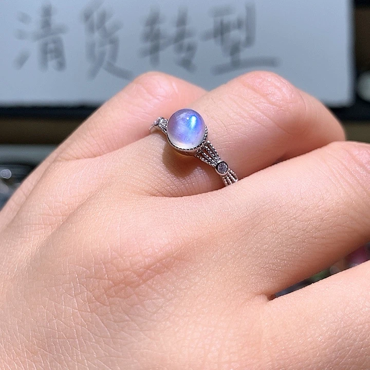 水晶戒指银S925镶嵌水晶