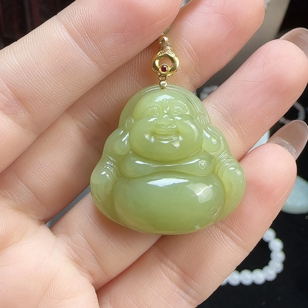 和田玉18K金镶嵌颈饰