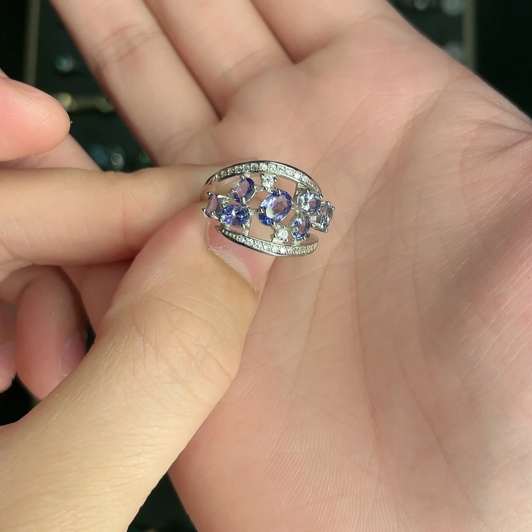 坦桑石戒指银S925镶嵌黏*拍五份