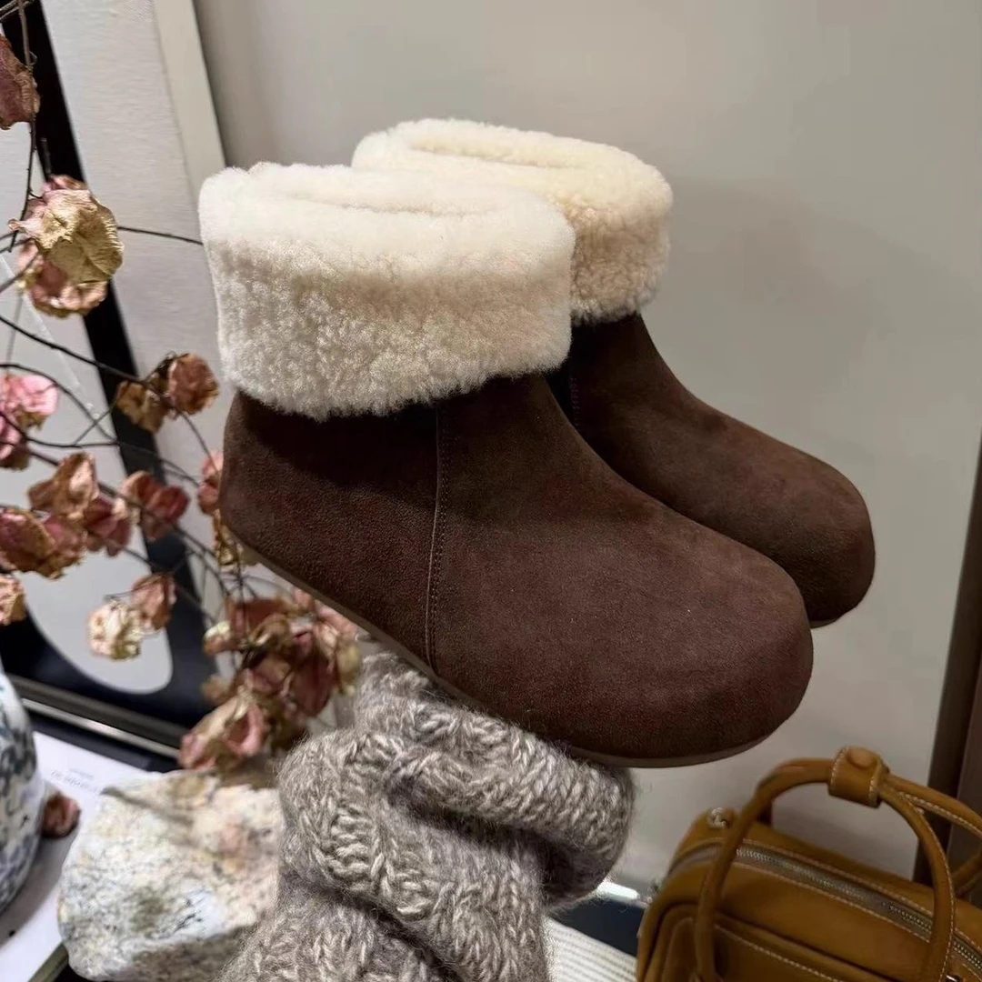 两穿雪地靴女冬2025年新款森系复古羊羔毛毛短靴加绒棉鞋子