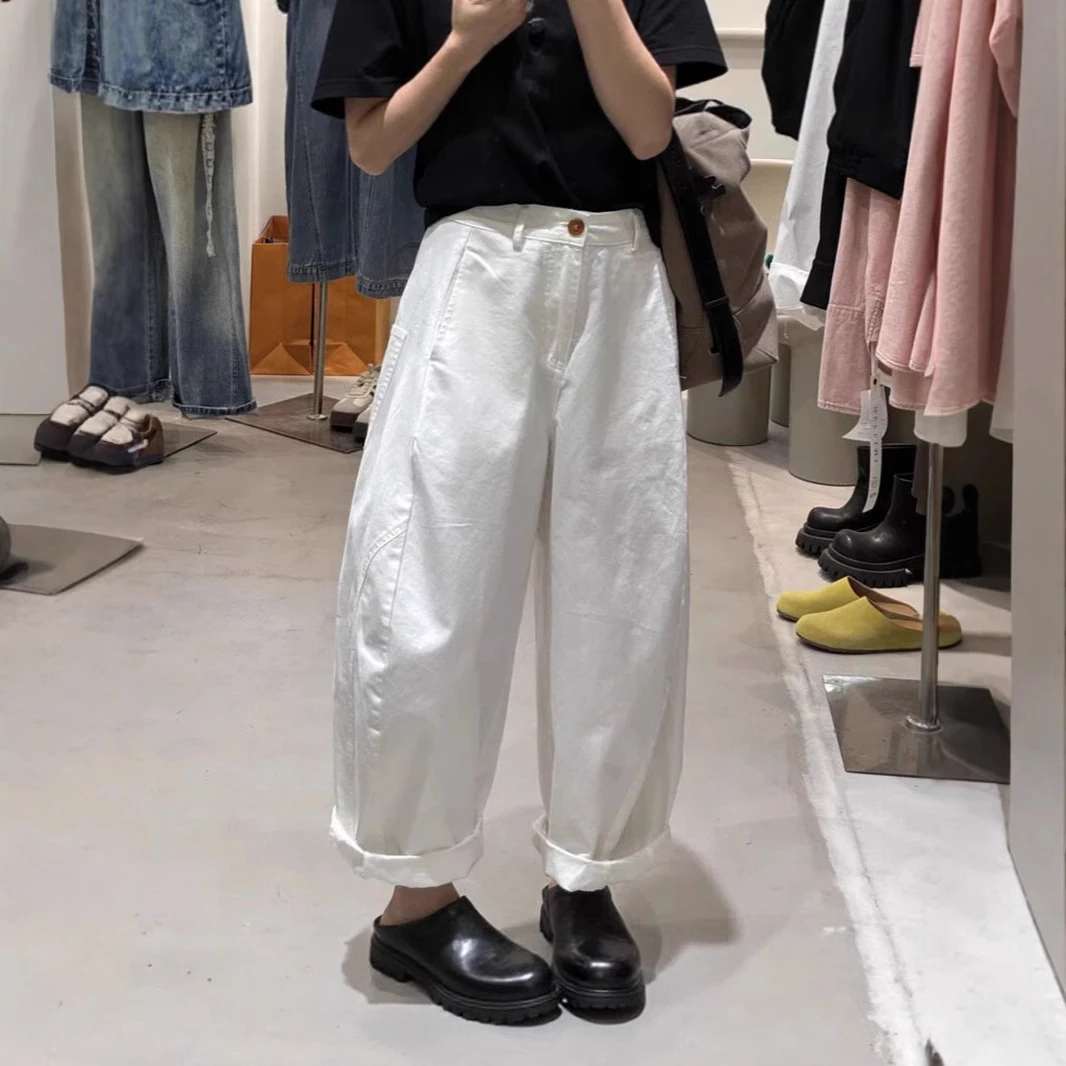 甜椒裤女夏季新款欧货时尚工装裤宽松休闲裤九分裤奶奶裤弯刀裤潮