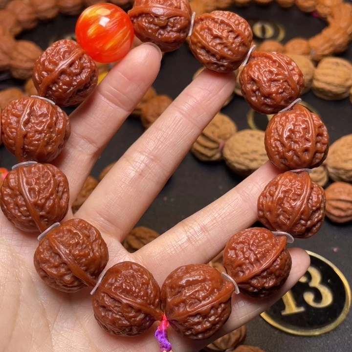 手串文玩核桃红皮肉纹一道筋