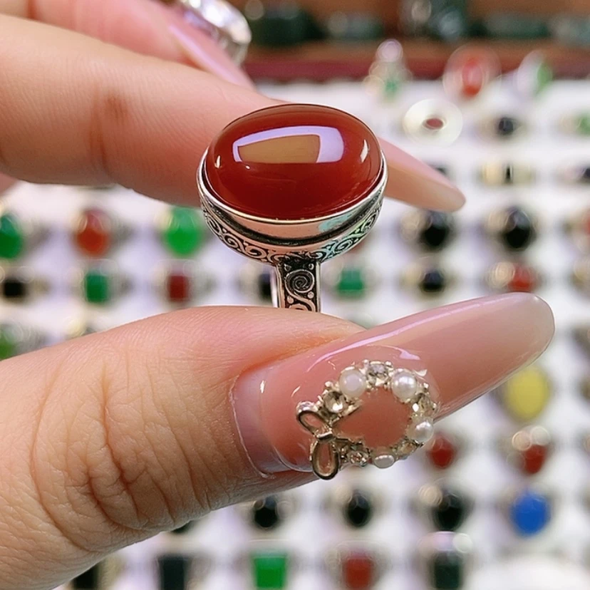 【闪购商品】银S925镶嵌戒指玛瑙/玉髓