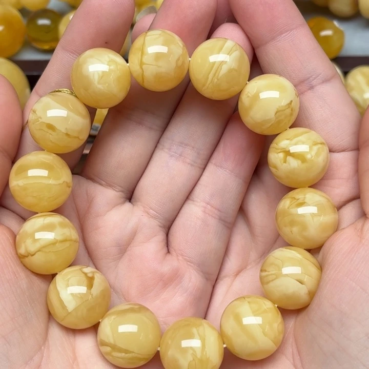 蜜蜡未镶嵌裸石蜜蜡16+同料手串