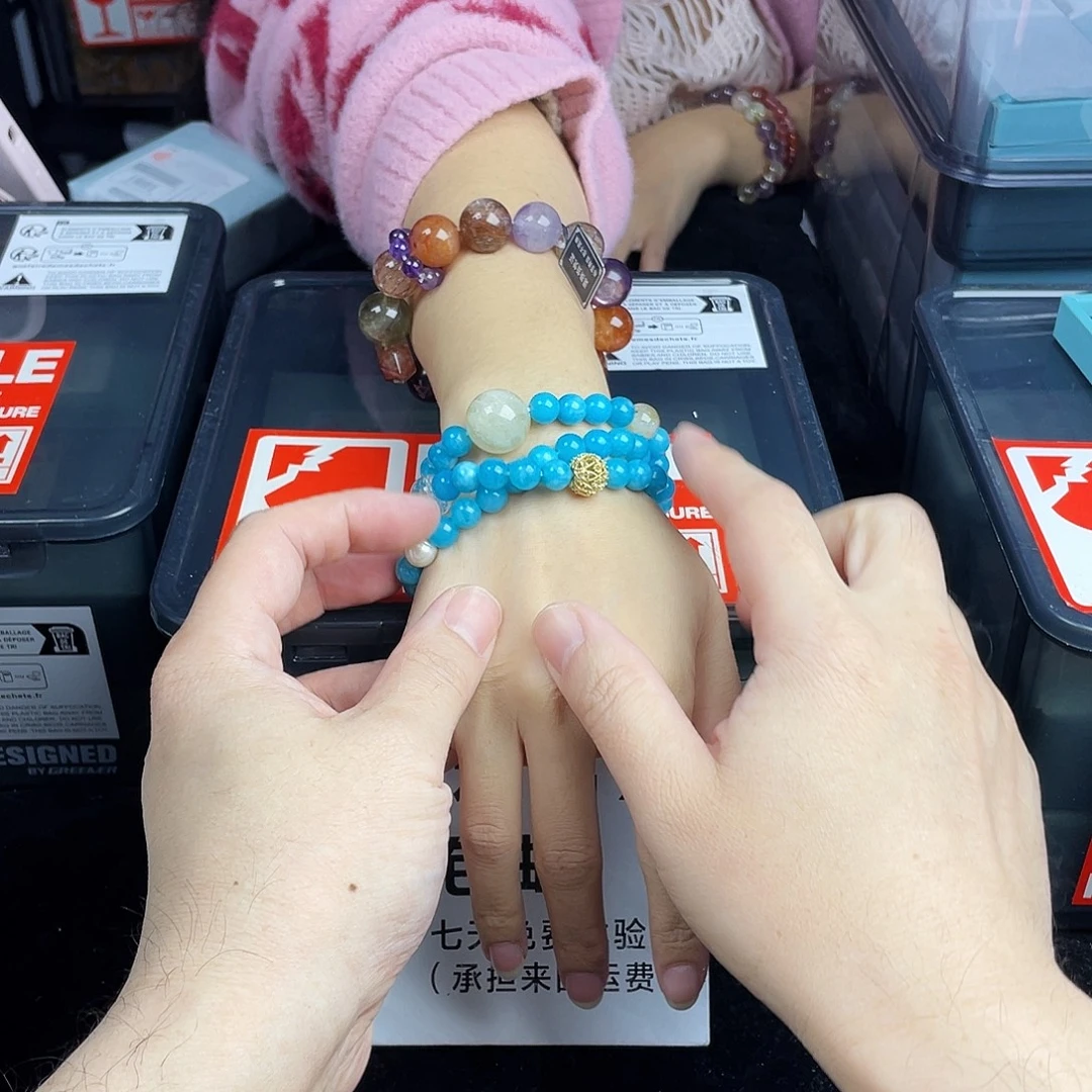 手串水晶银S925镀金镶嵌