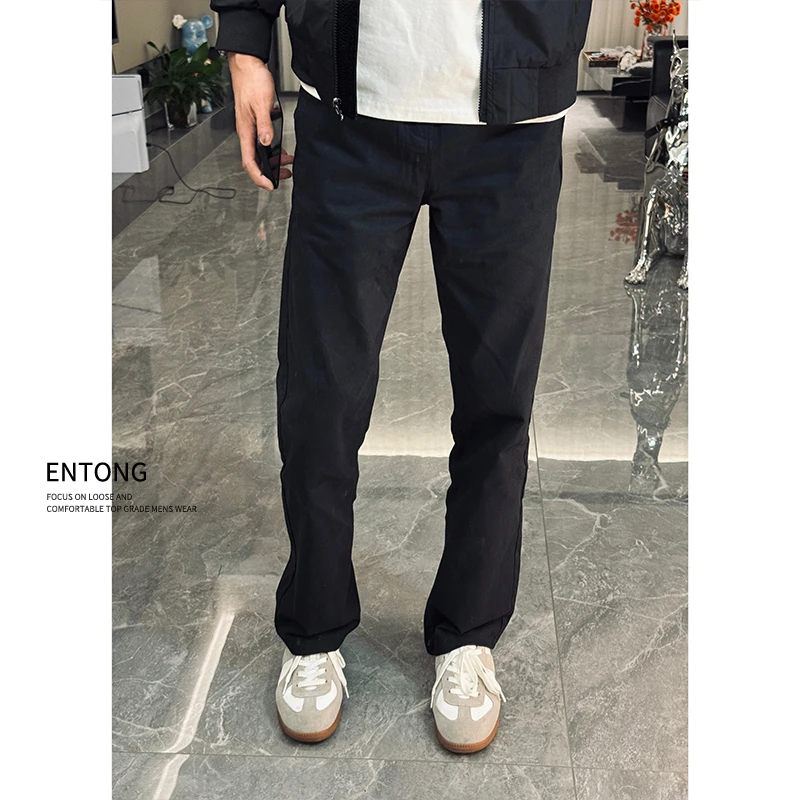 Entong美式cleanfit简约直筒休闲裤男士潮牌秋季痞帅百搭显瘦裤子