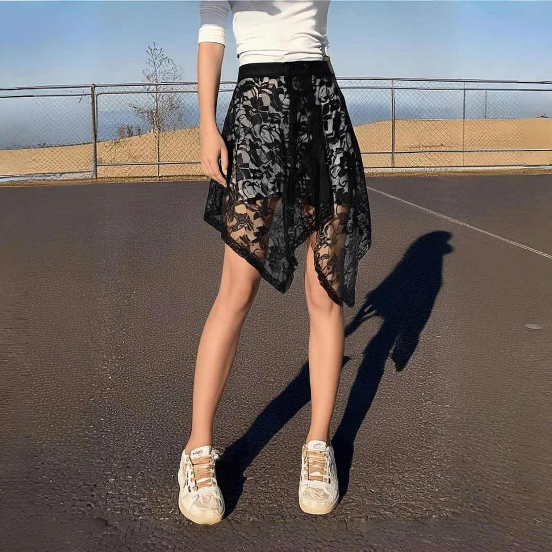 不规则蕾丝半身裙女秋季新款短裙围裙时尚复古设计感显瘦小屁帘