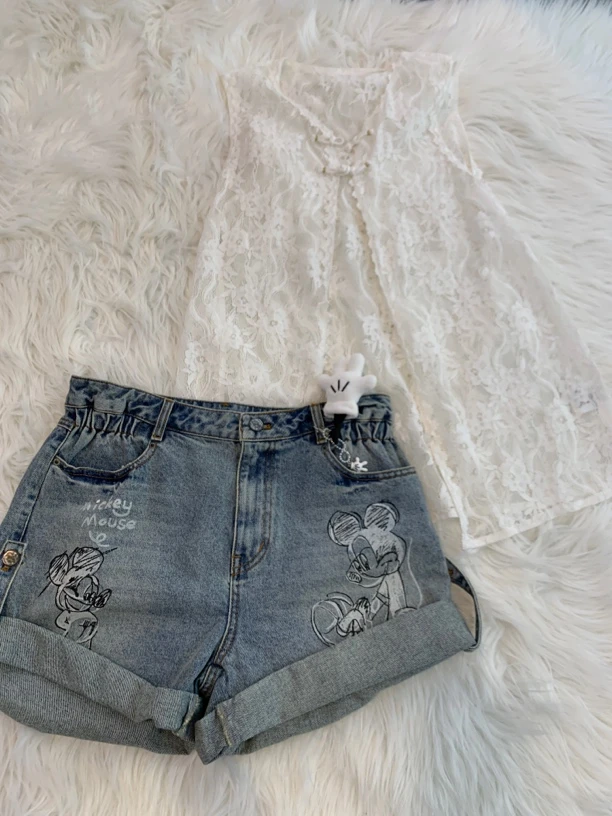夏季新款卡通牛仔短裤，面料舒适透气百搭款