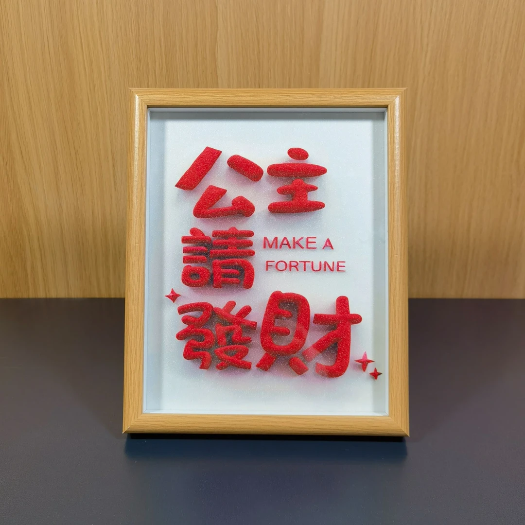 【铭尊】2025爆款好运气桌面摆台公主请发财入户玄关电视柜相框摆件