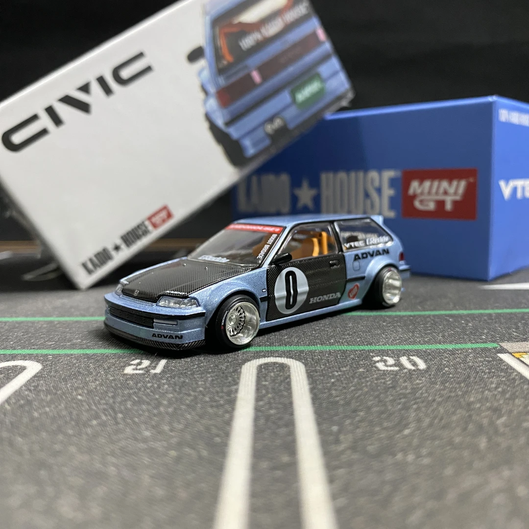 Kaido House+MINIGT 1:64 本田 Civic EF 浅蓝色 合金汽车模型