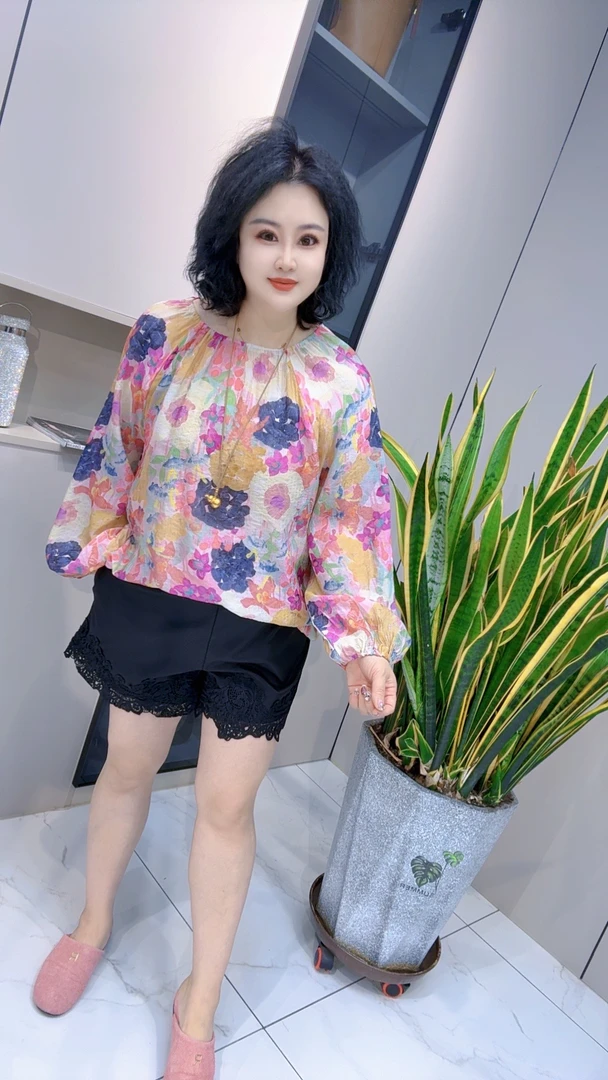 【娟姐精选】8558春夏欧货重工时尚洋气百搭小花衫