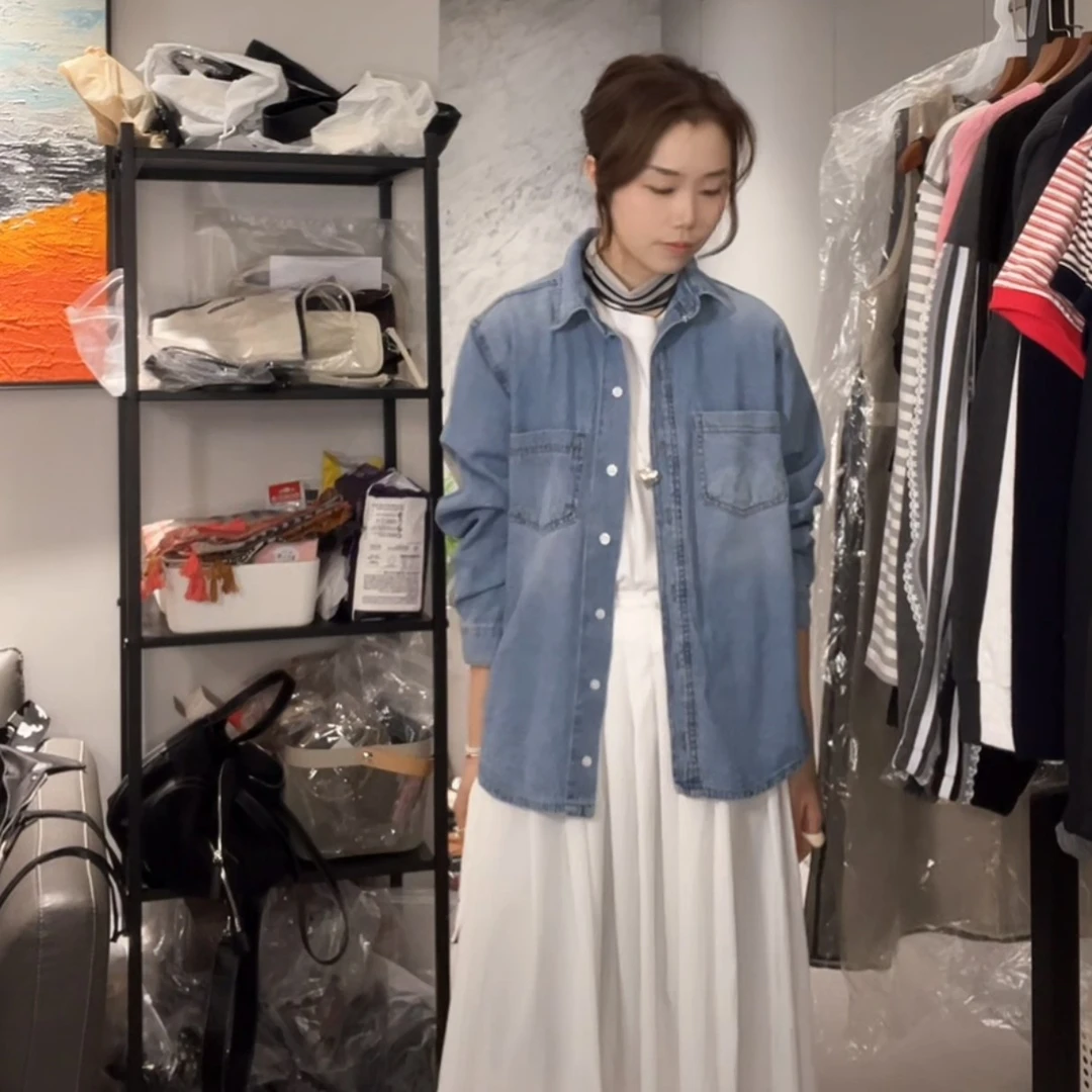 【慧姐韩国正品】2025春夏新lov浅色牛仔衣/N0退N0换