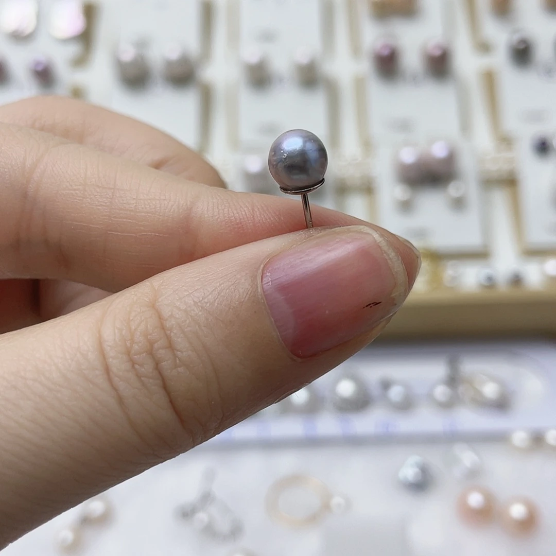 d***i耳饰淡水珍珠银S925镶嵌