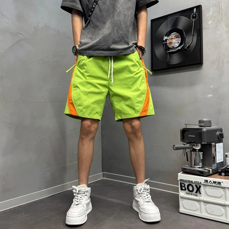 2025夏季新款男款侧边修条纹短裤宽松休闲裤夏季宽松直筒工装短裤
