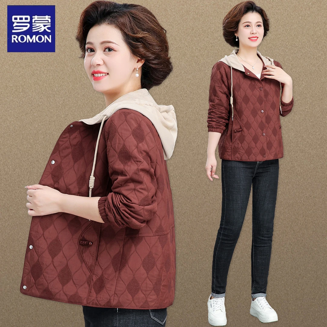 罗蒙50多岁妈妈秋装外套大码2025新款中老年女士春秋夹克短款时尚
