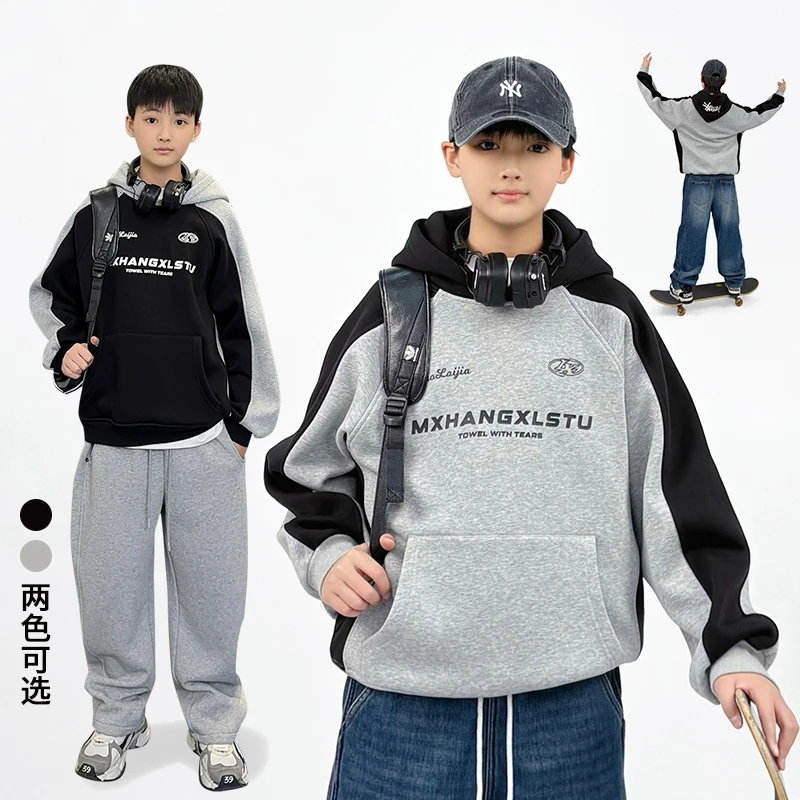 WY7192小赖家青少年2024年冬款中大童加绒加厚卫衣国潮上衣