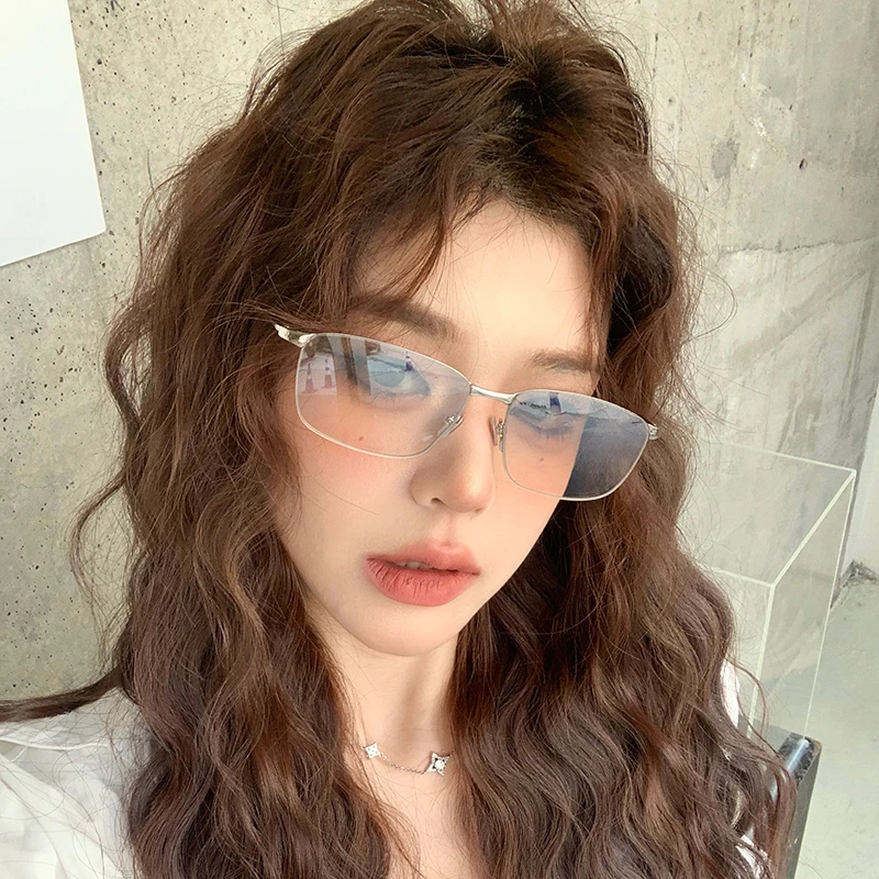 欧美Y2K亚裔辣妹风水银色金属高级网感墨镜防紫外线街拍太阳眼镜