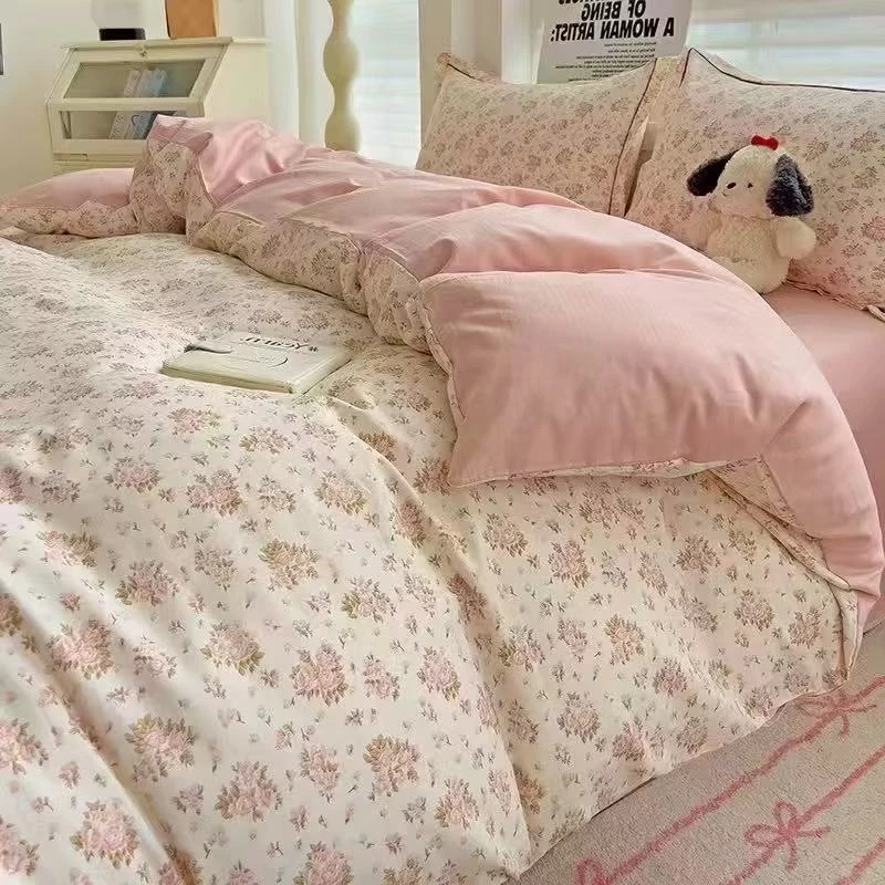 100棉高端人字纹双人被套（粉黛佳人）