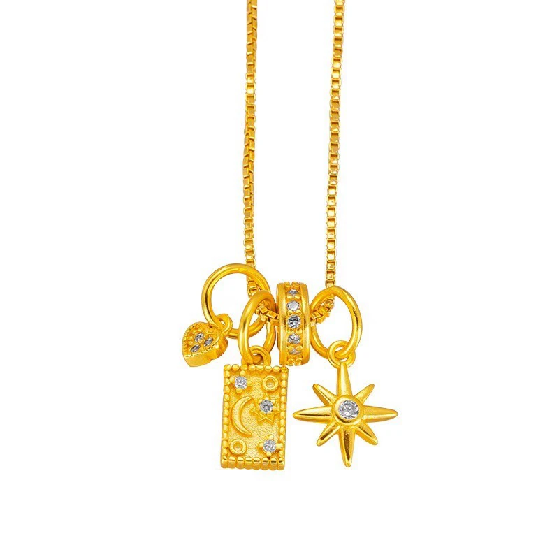铜合金吊坠 黄金色【星月神话】星星月亮流星牌项链吊坠