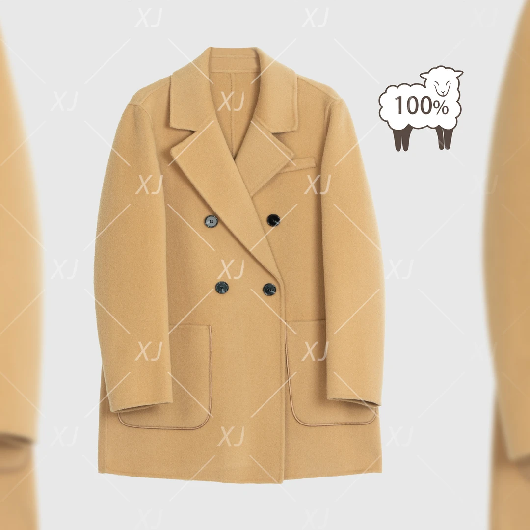 2025【精英丽人】职场风新款春秋双面羊毛A型修身西装8875