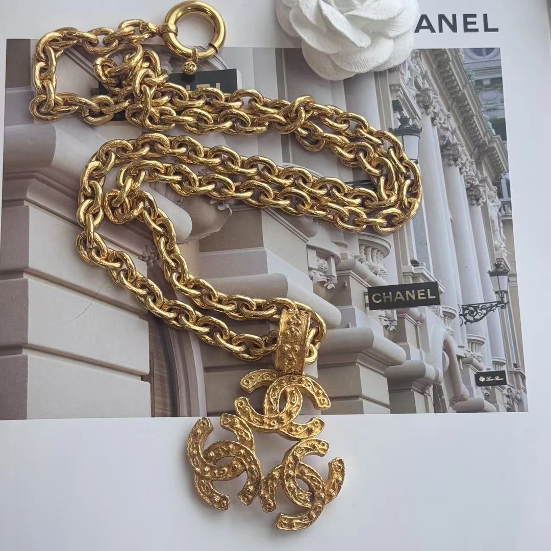 95新 Chanel/香奈儿 香奈儿葡萄藤素金毛衣项链