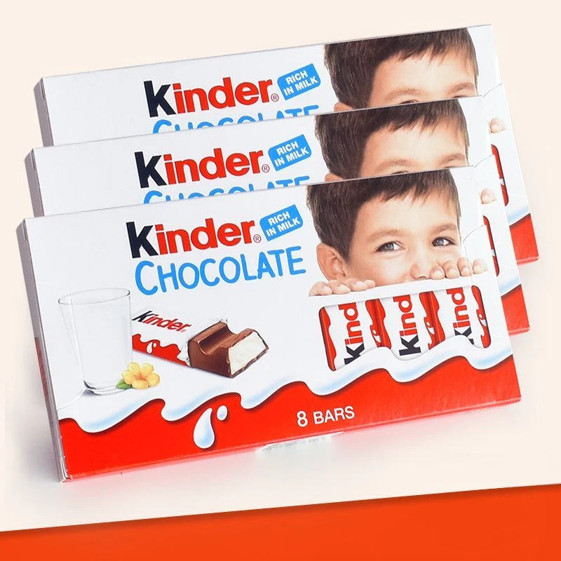 德国进口Kinder健达牛奶巧克力t8条装夹心零食可可脂糖果盒装100g