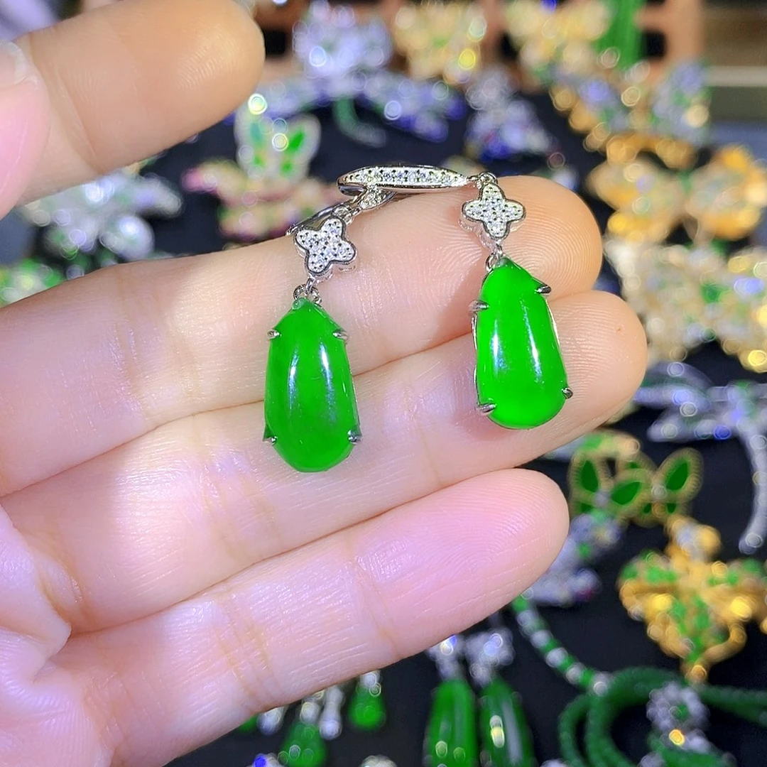 吊坠(不含链)银S925镶嵌翡翠