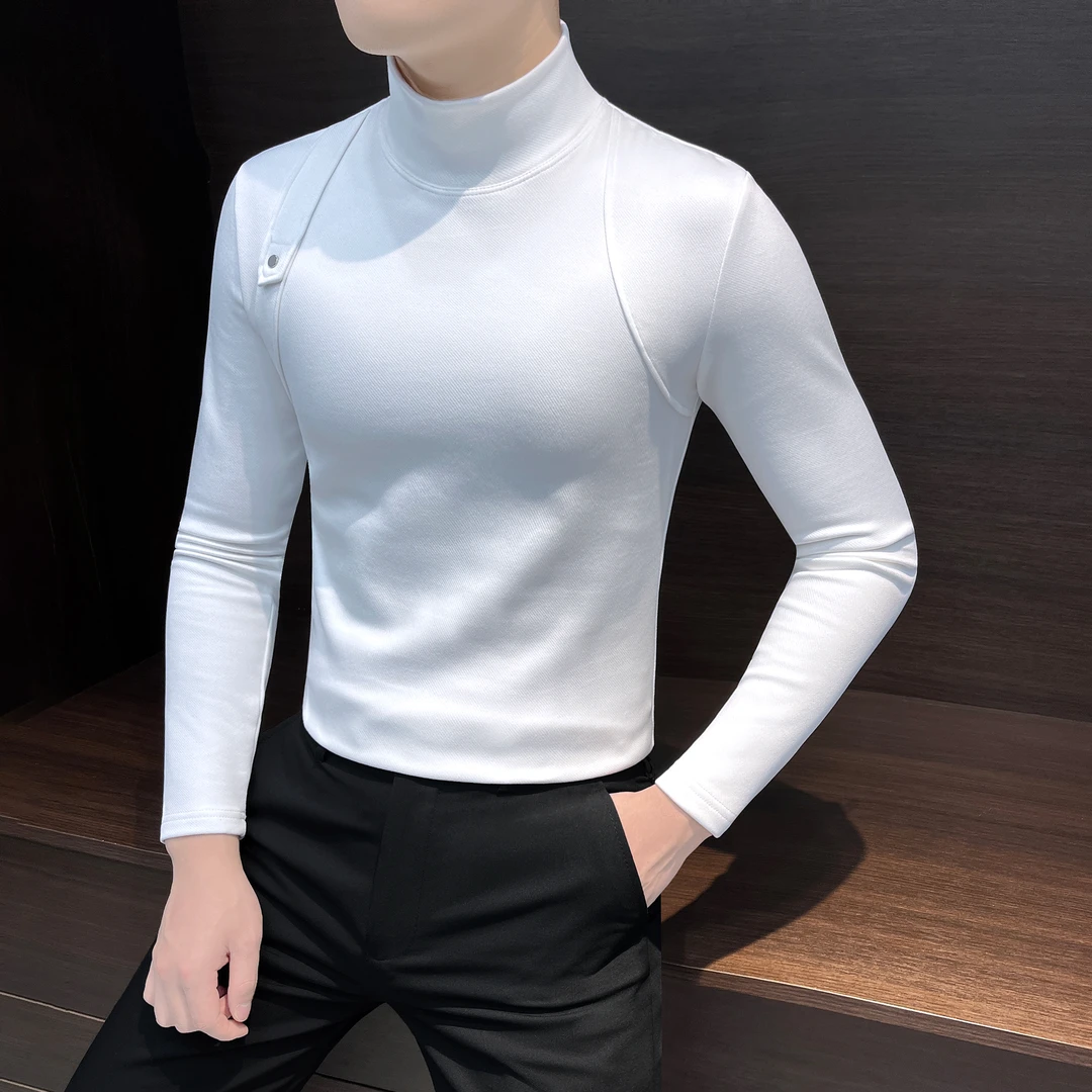 男士高领打底衫男装秋季款爆款2025新款成熟痞帅内搭长袖潮款t恤