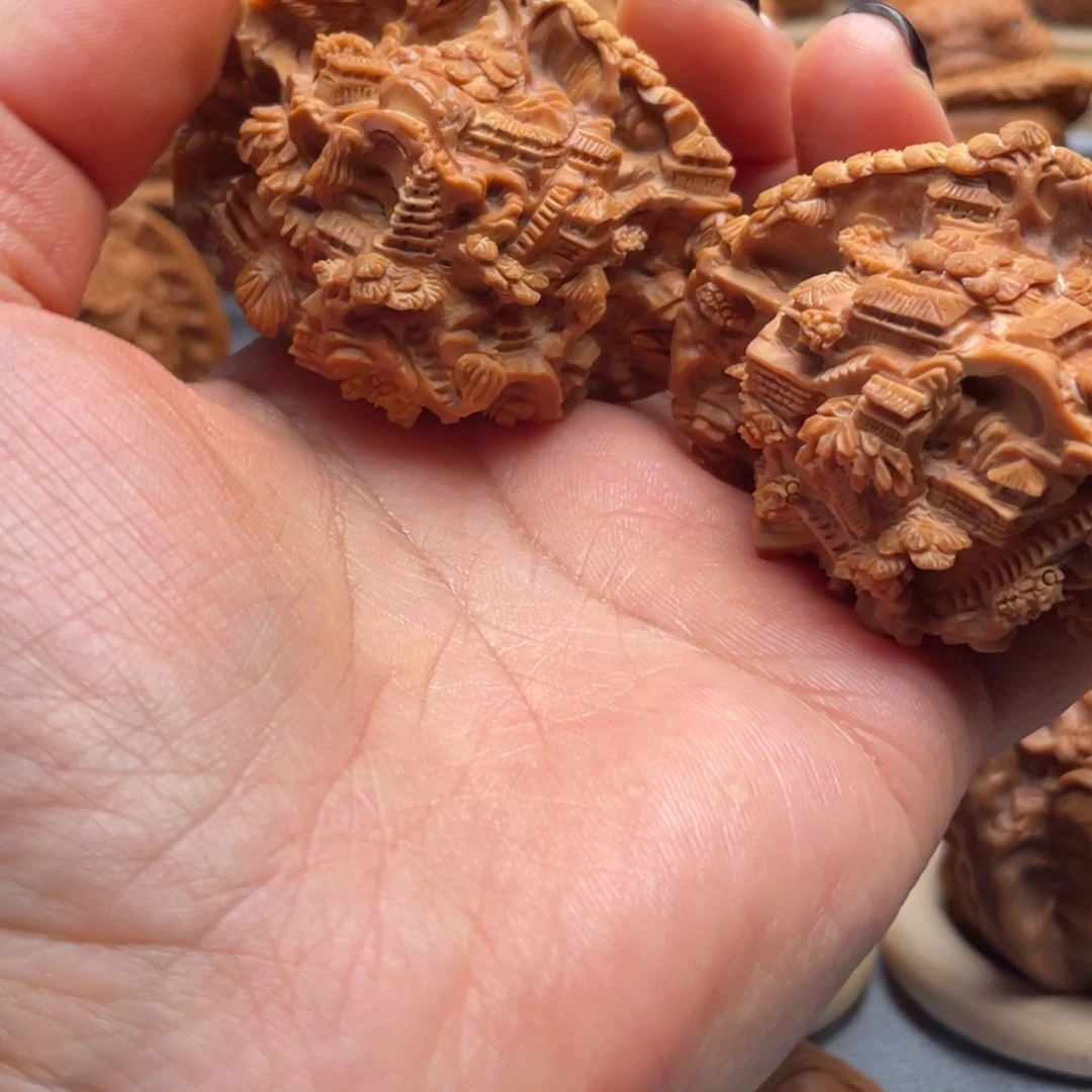 0***5核桃手串/手链山水园林官帽雕刻核桃