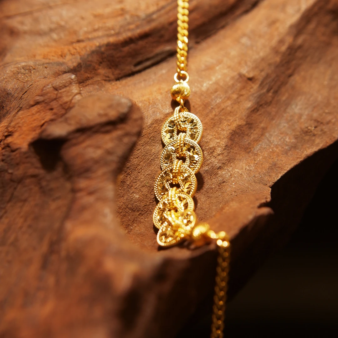 999足金双面碎冰冰五帝币手链5G黄金百搭时尚黄金手链纯金饰品