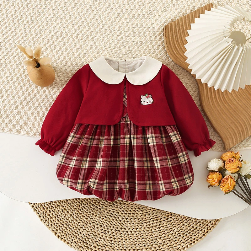 秋冬新款女童连衣裙婴幼儿洋气时髦公主裙儿童长袖假两件礼服裙