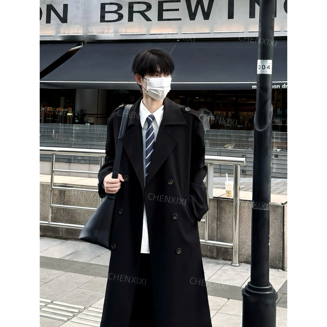 【3.0升级款】秋冬宽松中长款英伦韩版男生过膝长款百搭外套风衣