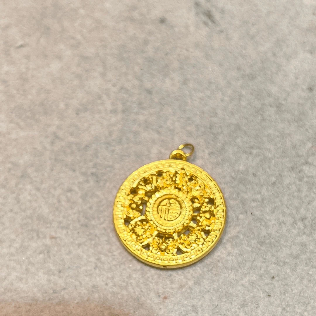 【水贝黄金】黄金足金999双面经典大盘(赠合金链）八宝