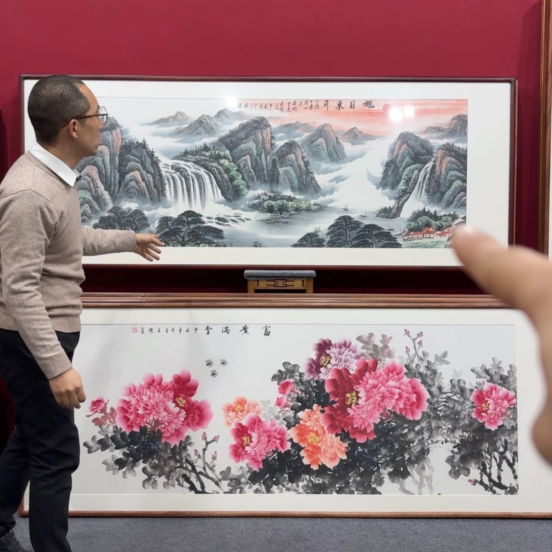 国画手绘作品带框210成80